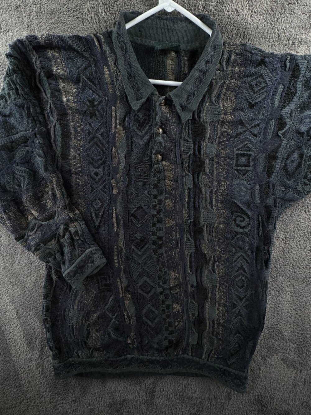 COOGI Australia Authentic Knit Sweater Men XLT Tall Linen Cotton Blend Green